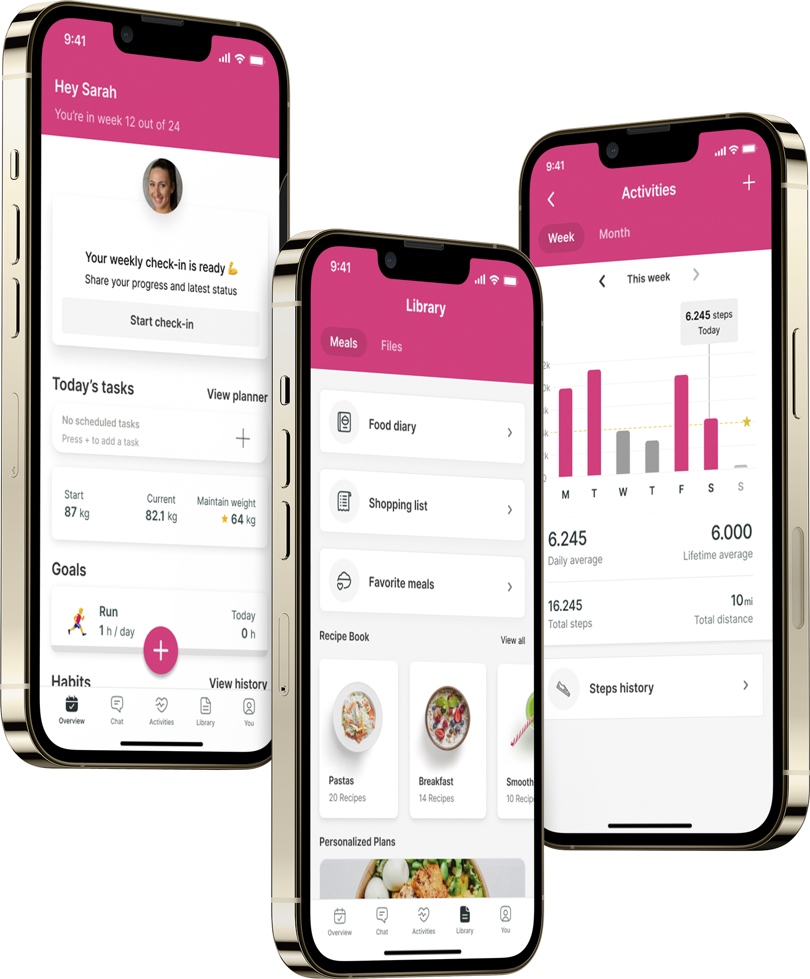A mockup of the coaching app showcasing the features.